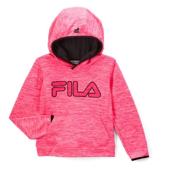 🍒3/30$.Neon Pink Glow 'FILA' Space-Dye Hoodie - Girls - Picture 1 of 10